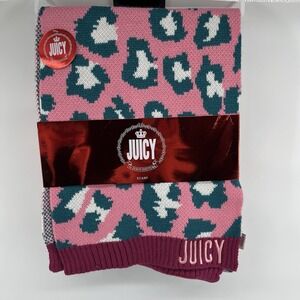 NWT Women's Juicy By Juicy Couture Animal Print Scarf Pink Teal Winter
